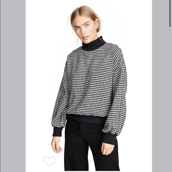 J.O.A. Sweaters - J.O.A Black & White Houndstooth Mock Neck Pullover Sweater Size XSmall